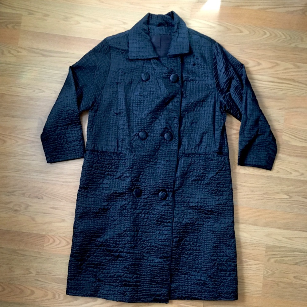 Vintage 1960s Rain Coat Trench Croc Animal Print Black sz M L